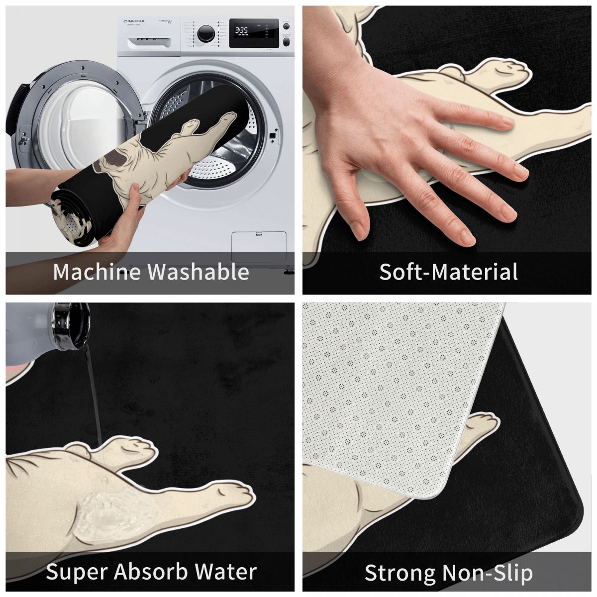 French Bulldog Yoga Doormat Bedroom Rectangle Soft Living Room Home Mat Dogs Funny Anti-slip Floor Rug Bath Mat