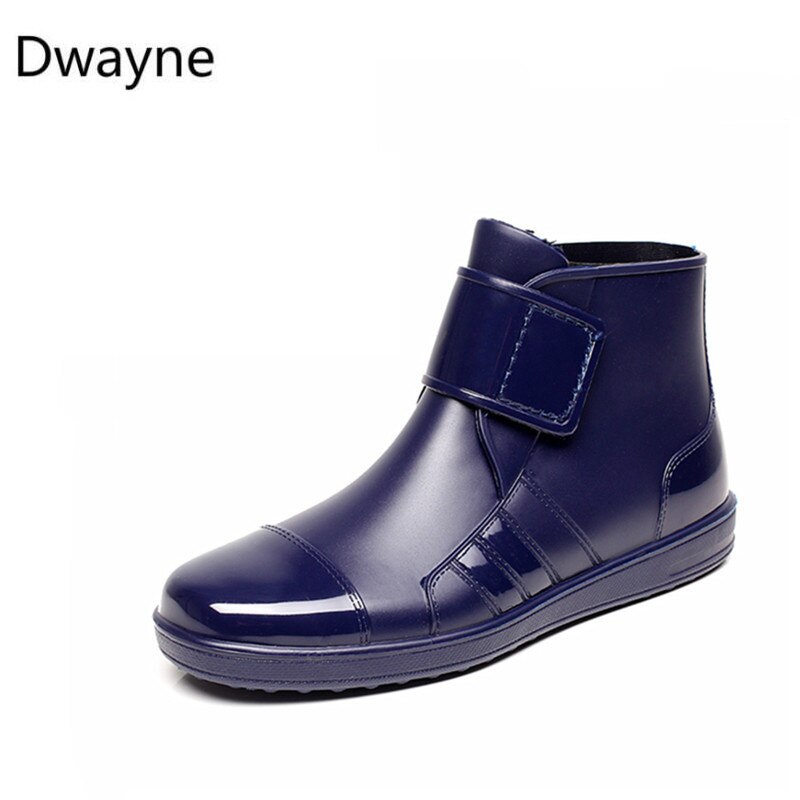 Vedenpitävät pvc-saappaat, matalat lyhyet pehmoiset saappaat, miesten nilkkurit, liukumattomat kumiset vesikengät, solkikengät