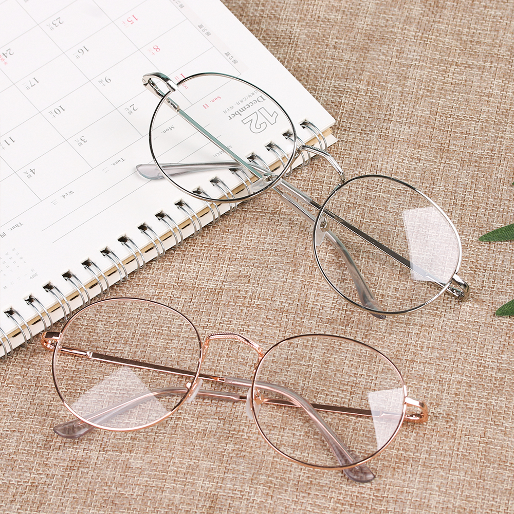 Metal vintage runde briller kvinder mænd oversized briller stel optisk spejl fladt briller synspleje briller