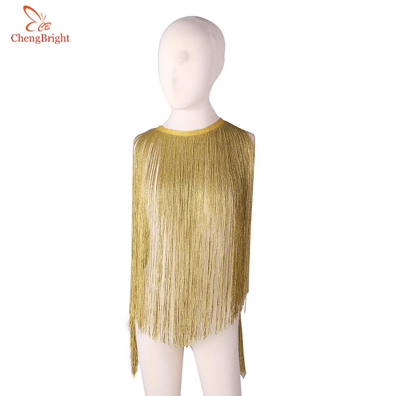 CHENGBRIGHT-adorno de flecos de encaje de seda plateada, accesorios de ropa de escenario, flecos, flecos, 1 yarda, 50cm de ancho