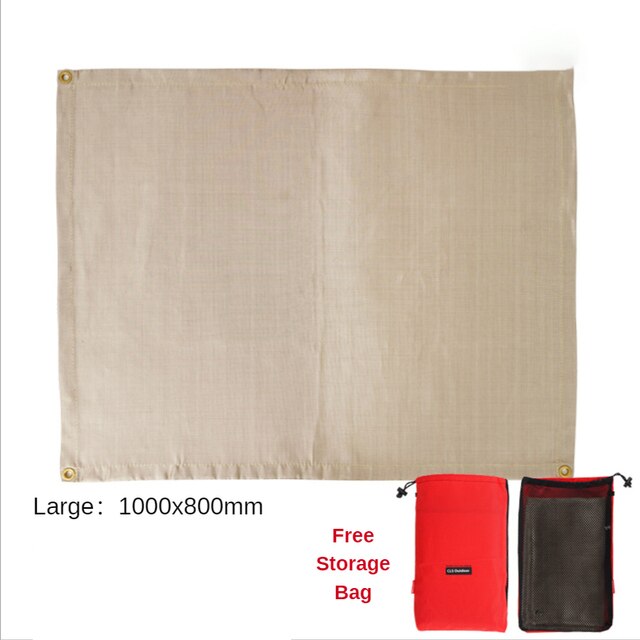 Outdoor Camping Fireproof Cloth Picnic Barbecue Insulation Pad Silicone Coated High Temperature Resistant Flame Retardant Cloth: Fiberglass-Large