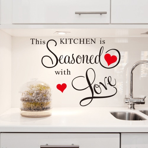 Tekens "Deze Keuken Is Gekruid Met Liefde" PVC Verwisselbare Muur Sticker Decor Voor Keuken