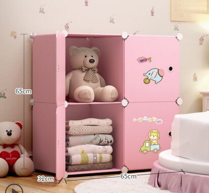 DIY Multi-layer Simple Children Wardrobe Girl Assembled Plastic Closet Cartoon Simple Modern Economic Baby Storage Cabinet: Orange