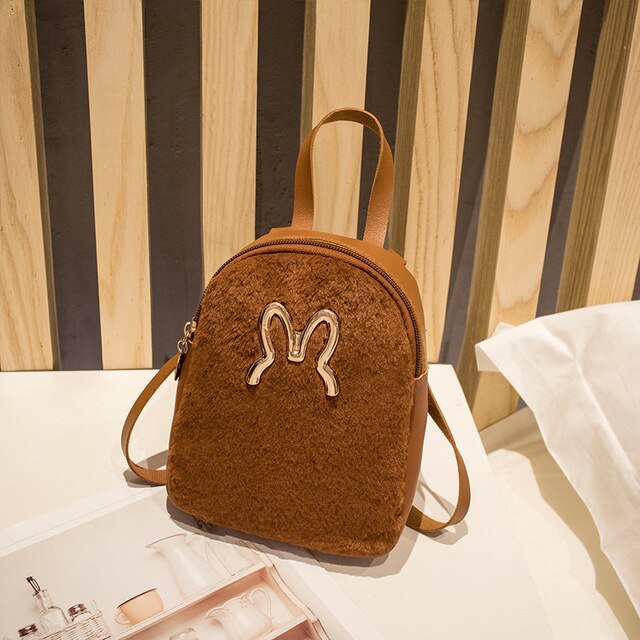 Vento Marea Mini Rucksack Für Mädchen Adrette Kleine Schulter Tasche Für Frauen Faux Pelz Leder Nette Damen crossbody: Brown