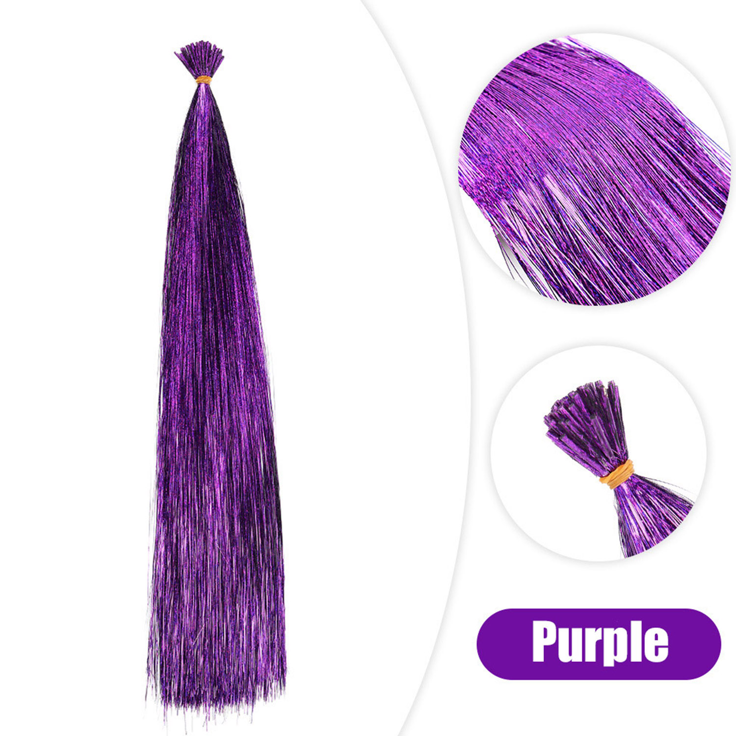 50 stks Synthetische I Tip Klatergoud Hair Extensions Glitter Klatergoud Haar Fee Haarstukjes Party Dazzle Haaraccessoires Voor Vrouwen Meisjes: Paars