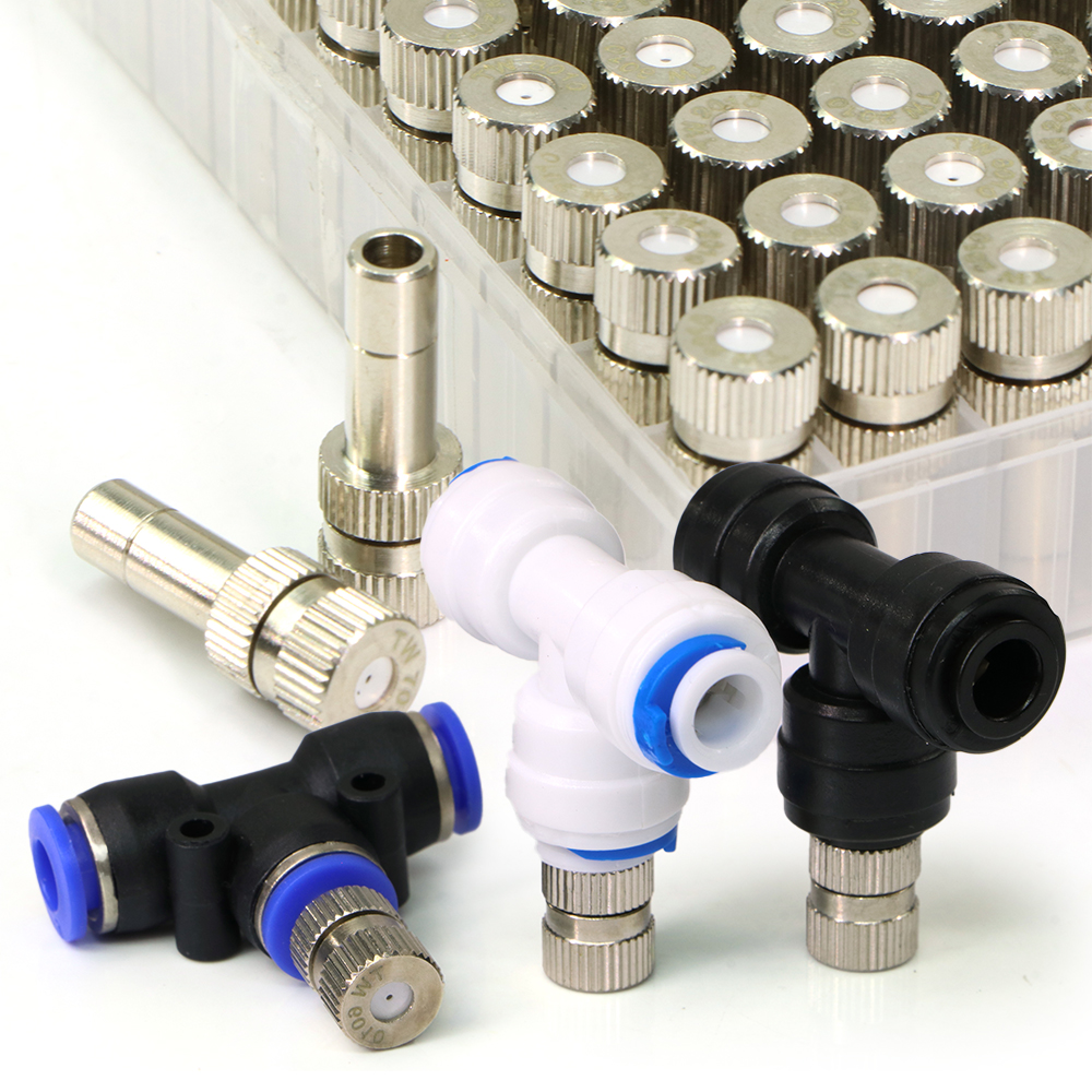0,15–0,8 mm Niederdruck-Nebeldüsen, 6 mm Stecker, feine Zerstäubung, Sprühgerät, Gartenbewässerung, Befeuchtung, Kühlsystem