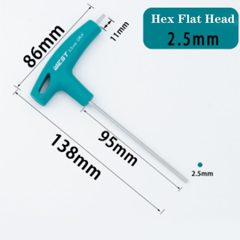 T-Handle Spanner Allen Key Hex Wrench Cr-v Alloy Flat Head Hexagon Universal Screwdriver Hand tool Universal Quick Snap Adapter: 2.5mm-1PCS