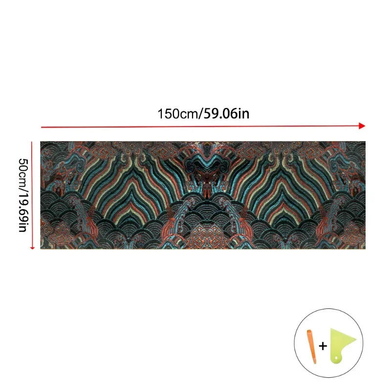 1PC Auto-interieurstickers Hoogwaardige brokaat satijnen borduurstickers Zelfklevende stoffen stickers Universele AB Pijler Backi: Zilver