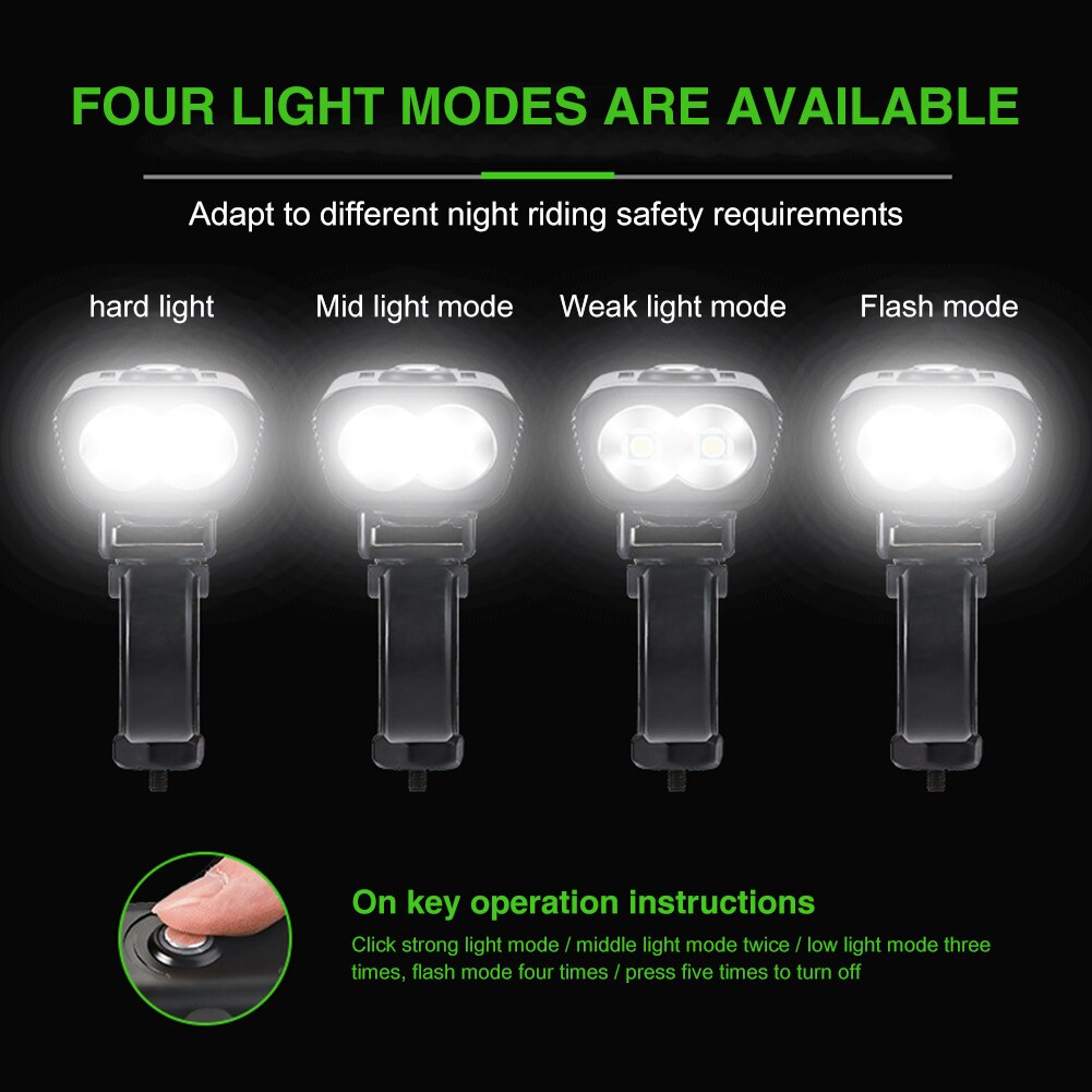 Luz LED superbrillante para bicicleta, faro delantero y trasero de 10000mAh, recargable vía USB, 3000 lúmenes, 5T6