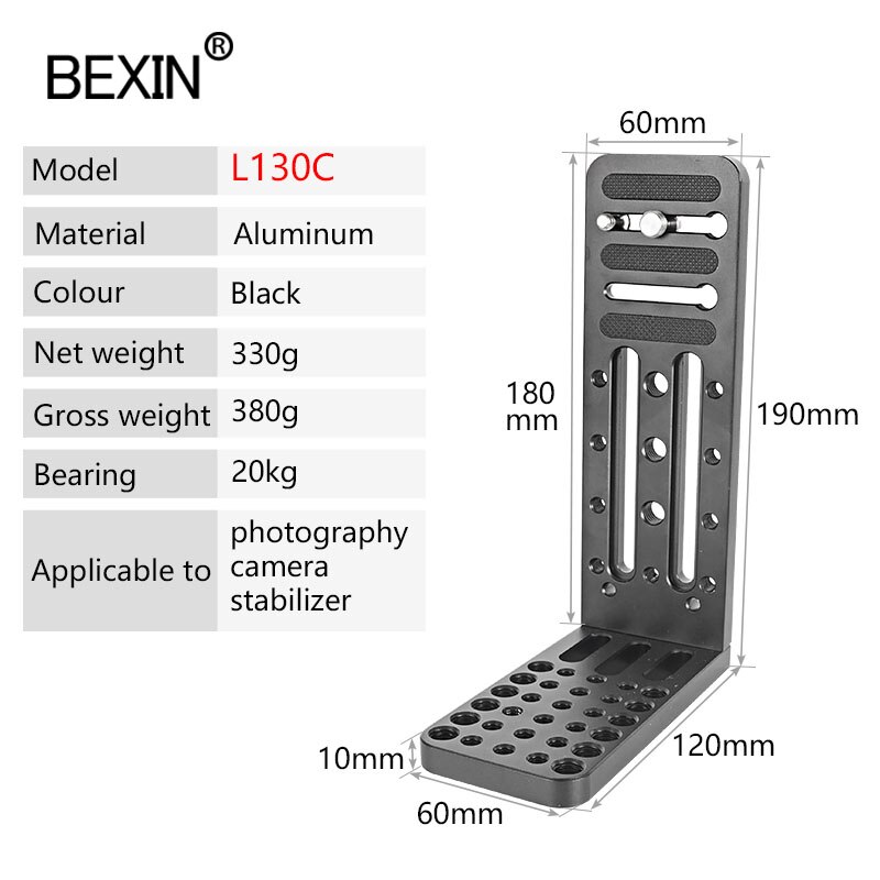 BEXIN profession camera video l plate dslr stand stabilizer universal L bracket plate screw hole fixing for shoot camera video