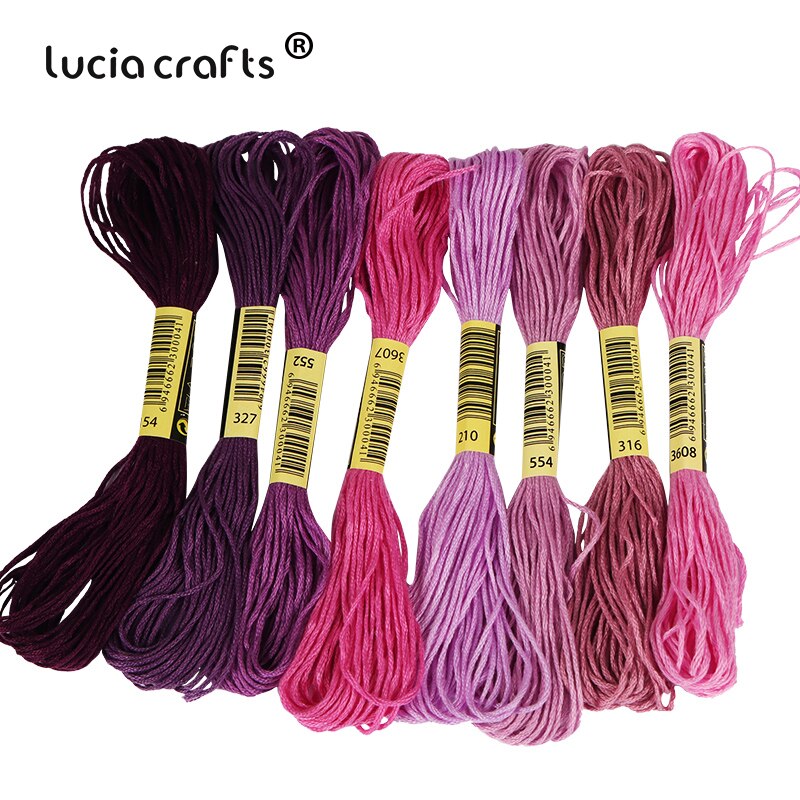Lucia Crafts 8 Pcs/Lot Multicolor Thread Cross Stitch Cotton Sewing Skeins Embroidery Thread Kit DIY Sewing W0311: C27