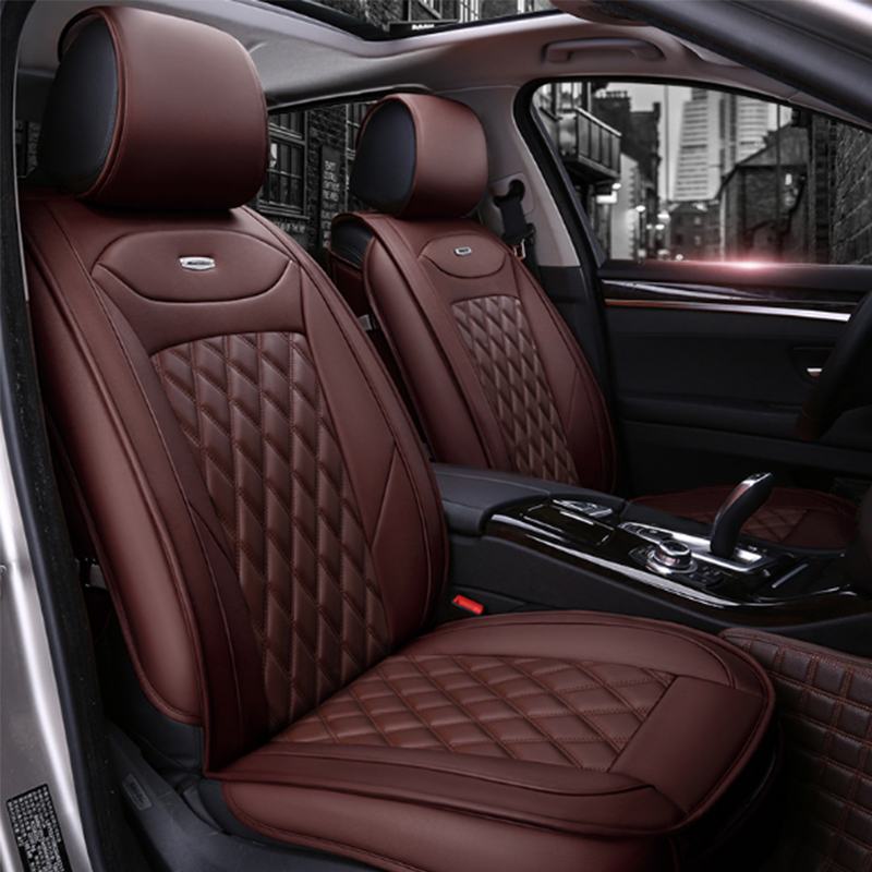 Pu Lederen Faux Lederen Auto Bekleding Set Universele Auto Stoelhoezen Voor Auto 'S Fit Voor Meest Suv Protector Mat auto Accessoires: 1PCS Brown