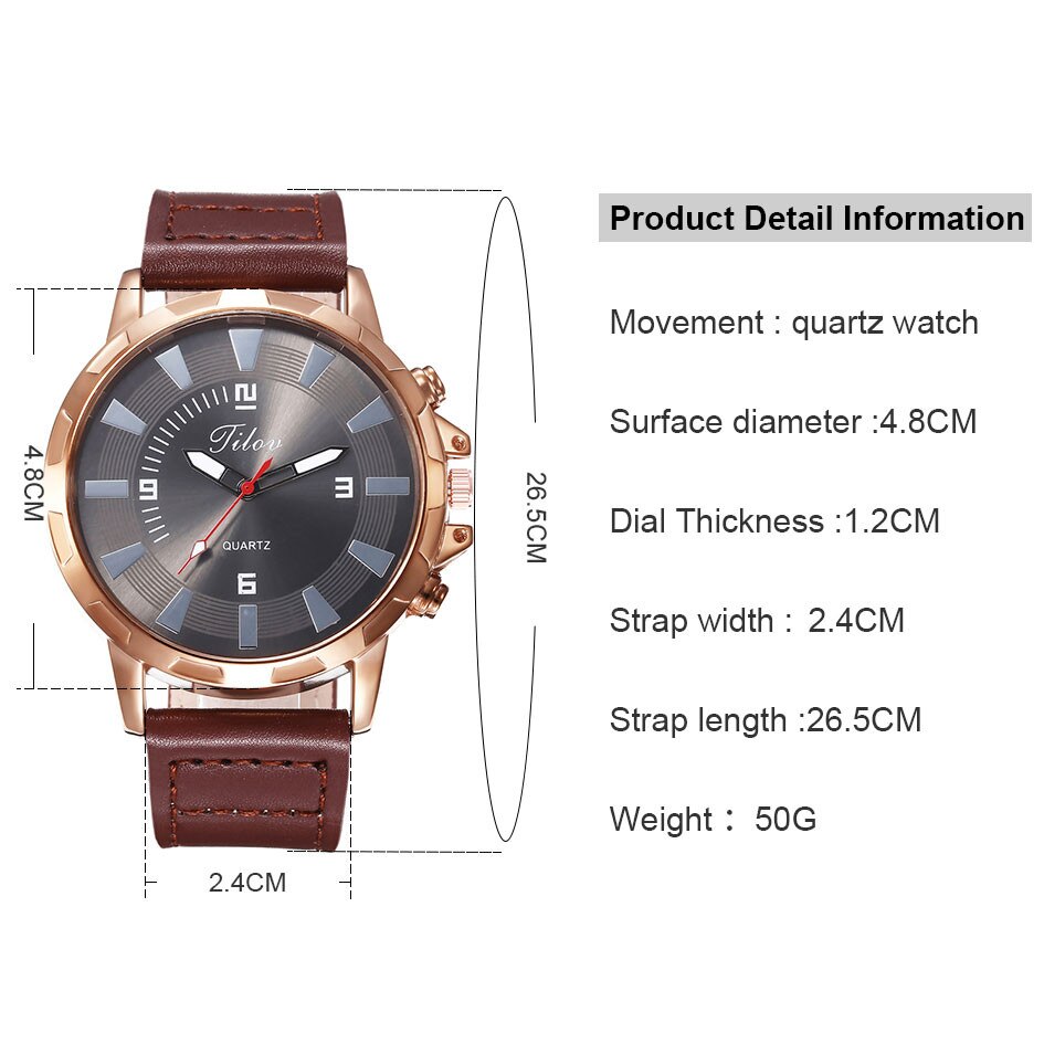 Dubbele Schaal Heren Horloges Grote Zwarte Wijzerplaat Zaken Horloge Voor Mannen Lederen Band Polshorloge Mode Quartz Horloge Montre homme