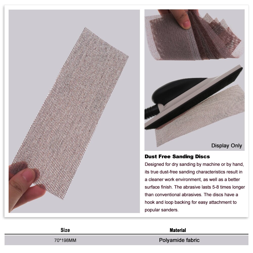Disque de ponçage à mailles 198x70MM, papier de verre, grain 80-600, boucle à crochet, Anti-poussière, pour peinture automobile, finition métal, polissage