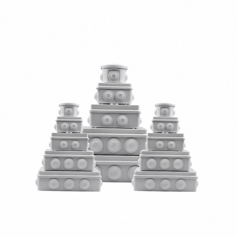 1pcs Waterproof Wire Junction Box Plastic with Rubber Plug Distribution Connector Box Detachable Panel Electric Accessories