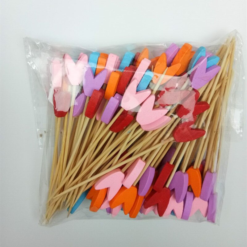 XUNZHE 12Cm Disposable bamboo / color acrylic Cocktail Drink Stirring Sticks Food Dessert Picks Fruit Fork postre accessories: 11