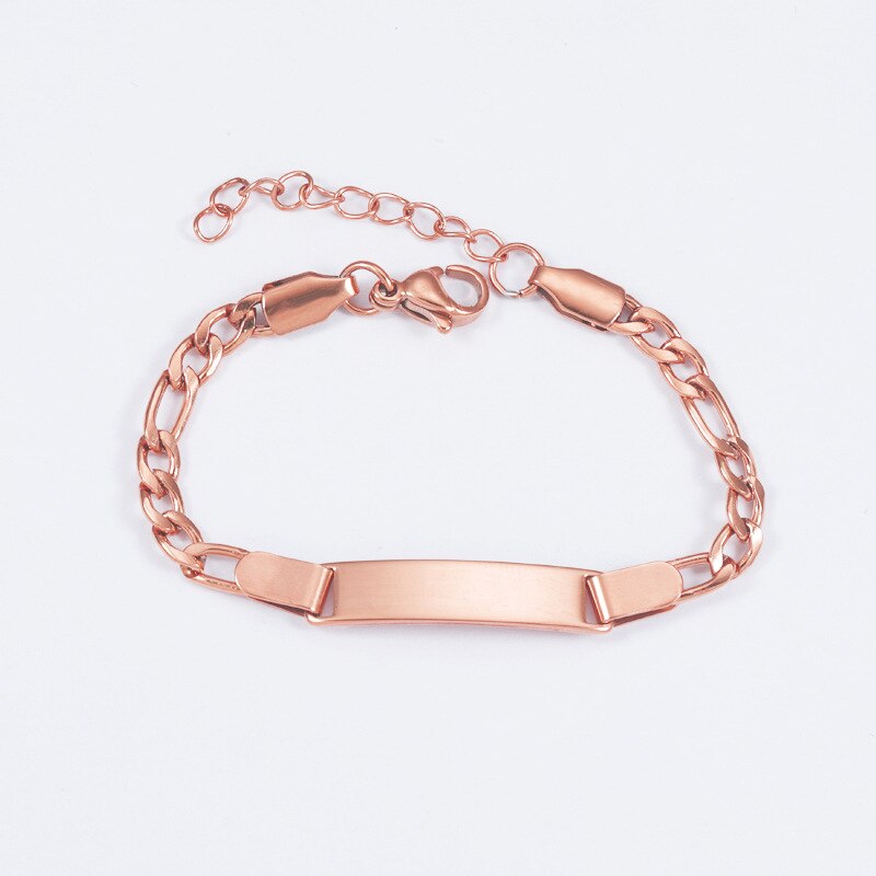 100% Rvs Blank Bocht Bar Armband Voor Graveren Rechthoek Hollow Heart Tag Verstelbare Ketting Spiegel Gepolijst 10 Pc: rose gold