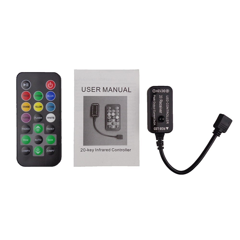 DC 12V 6A LED Controller Mini RGB Remote Control IR Infrared 20 Keys 4pin Connect For 5050 3528 SMD Strip Light JQ