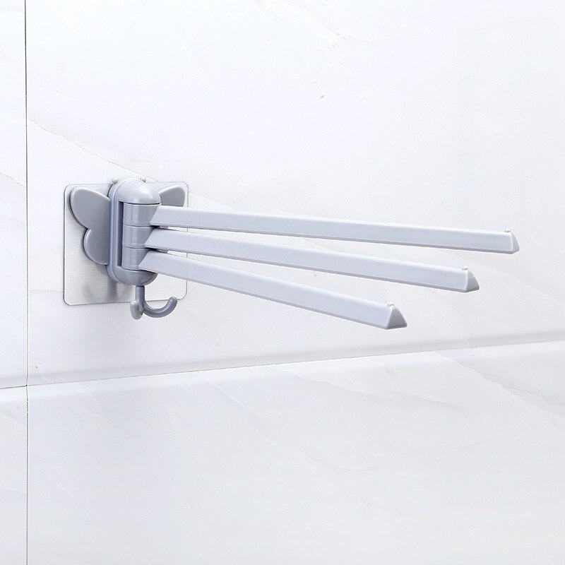 A2566 indsæt roterende håndklædestativ køkken kludestativ badeværelse hulfri rack håndklædestang: Grå