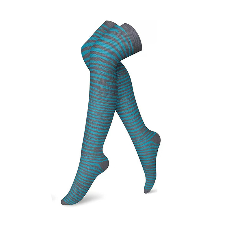 Brand Above The Knee Compression Stockings Men Women Thighs Socks Compress Elastic Sports Long Socks Running Gradient pressure: S / Blue purple