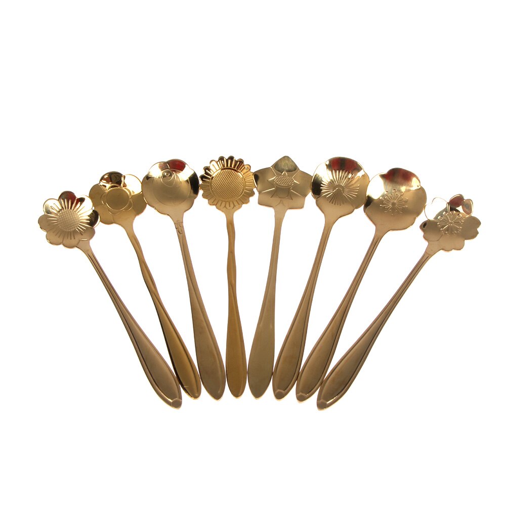 12.5cm Coffee Spoon Stainless Steel Cute Flower Spoon Teaspoon Dessert Snack Scoop Ice Cream Mini Spoons Tableware