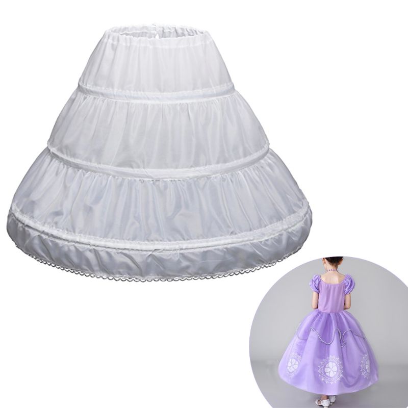 Jupon de mariage Crinoline Slip 3, cerceaux une couche, garniture en dentelle pour enfants, robe de mariée pour filles, sous-jupe, taille élastique