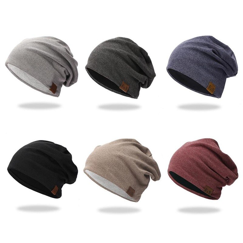 Gorro ligero informal térmico elástico de punto de algodón, gorro cálido para otoño y primavera, ropa deportiva