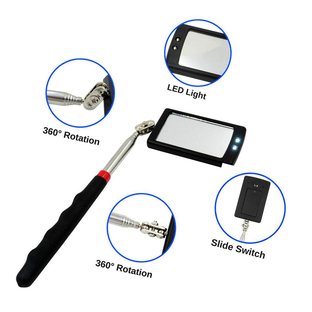 Extendable Inspection Mirror for Automobile LED Lamp Endoscope Automobile Chassis Angle Diagram Inspection Tool for Expansion