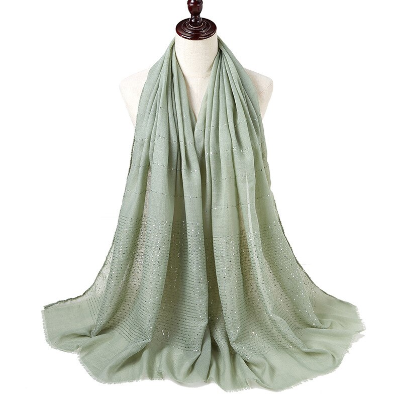 1PC Cotton And Linen Tassel Scarf Sequins Autumn And Winter Muslim Hijab Malay Headscarf: 4