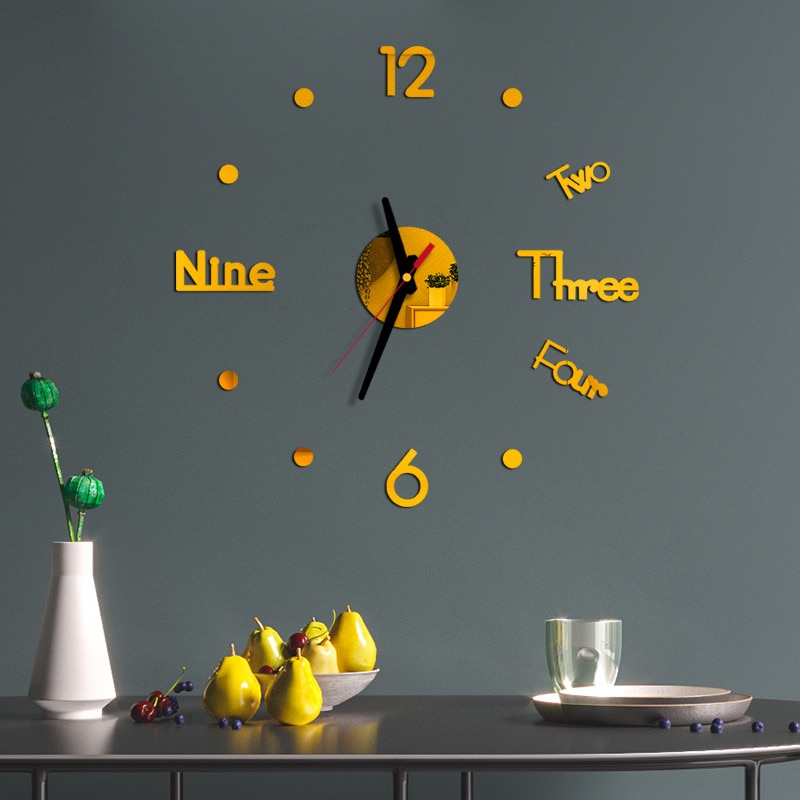 DIY Wall Clock Bedroom Living Room 3D Mirror Stickers Wall Surface Sticker Home Office Decor Clock modern Style Wall Clocks