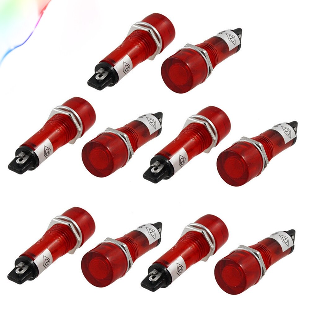 10 Pcs 2 Terminals Red Light Signal Indicator Lamp Dc 24V