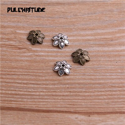 100pcs 3*9*10mm Two Color Retro Bead Caps Charm Hollow Flower Pendants Jewelry Accessories DIY Receptacle Charms: Two color