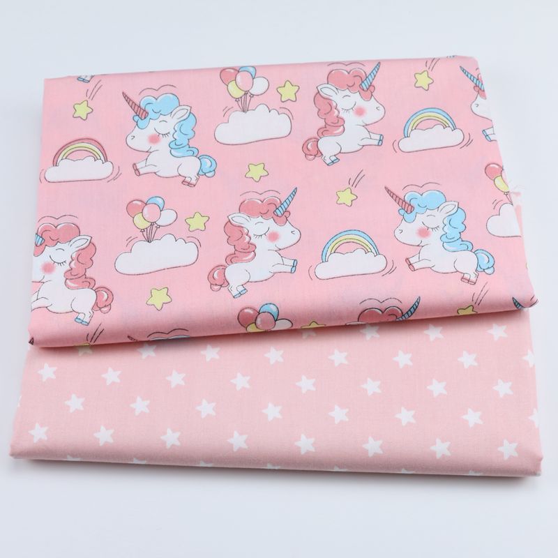 2 pièces bricolage à la main imprimé coton dessins animés flamant licorne tissu tissu couture Quilting animaux tissus pour enfant Patchwork