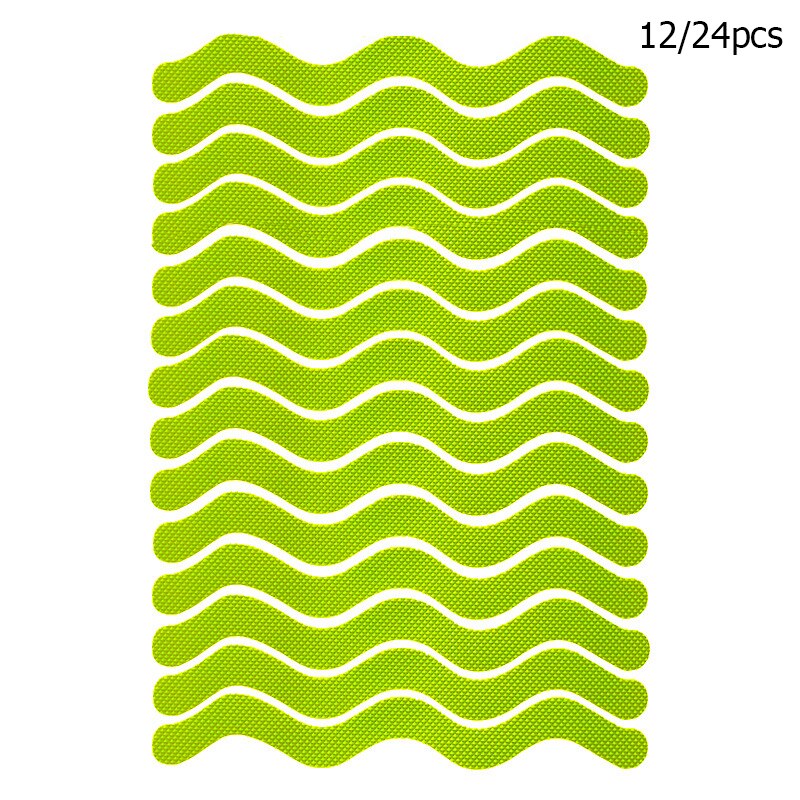 12/24Pcs Zelfklevende Anti Slip Strips S Vormige Douche Stickers Veiligheid Strips Bad Antislip Waterdichte badkamer Tape Mat: green / 12pcs