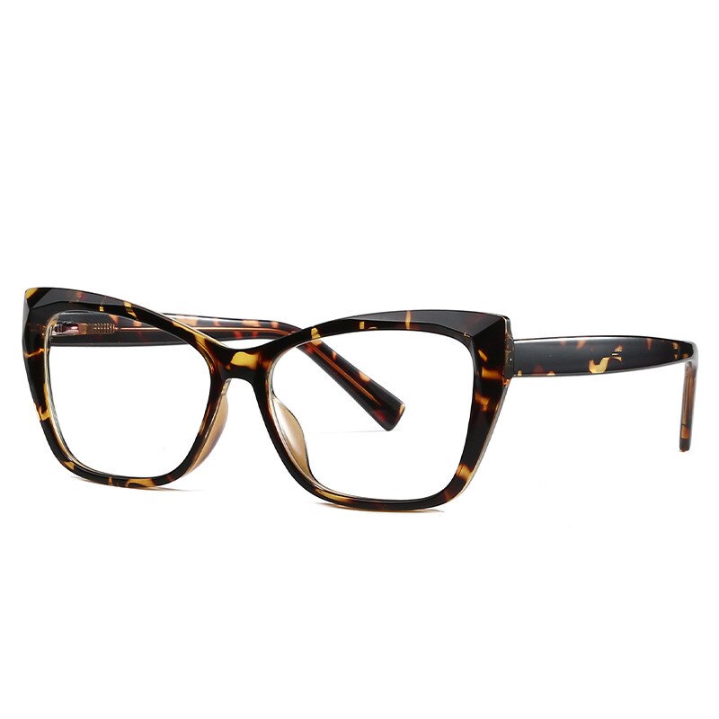 Gafas de prescripción montura de gafas de acetato tendencia de ojo de gato para mujeres gafas ópticas para lentes de receta: Leopard