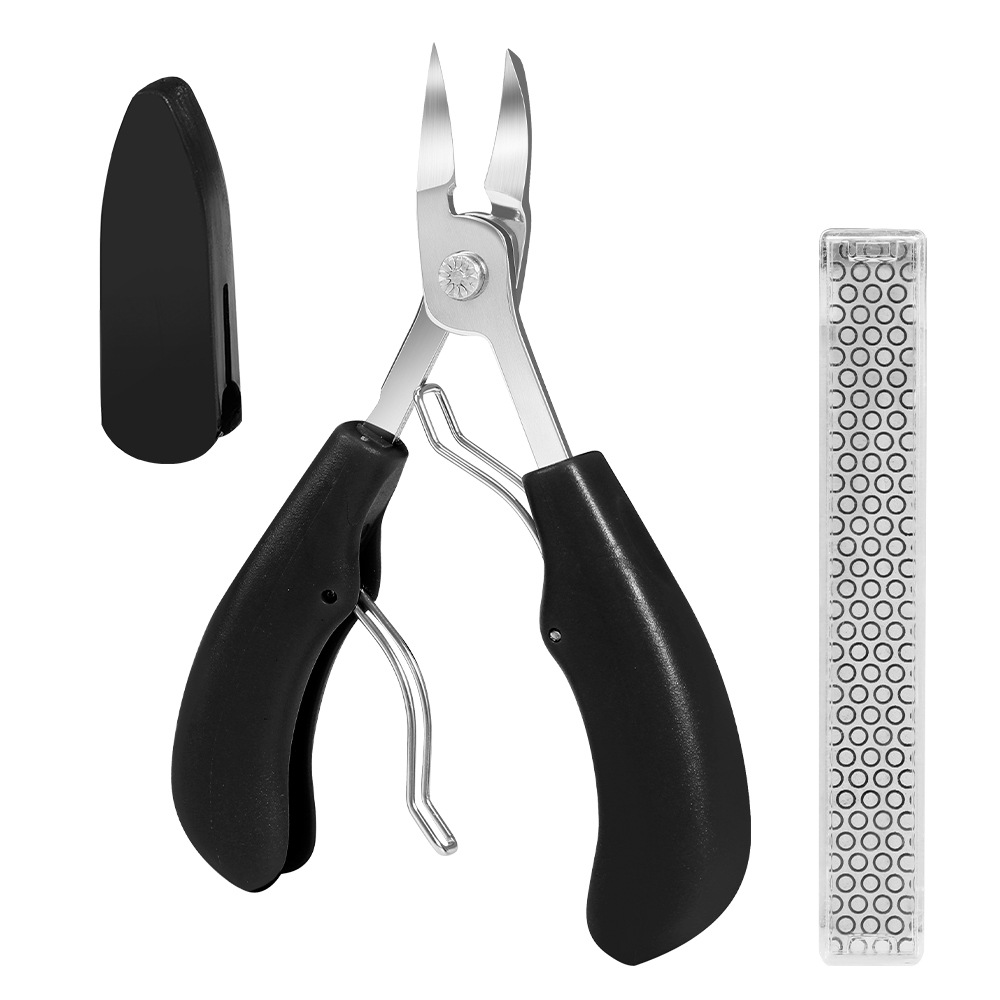 Cortaúñas de acero inoxidable, alicates doblados para la nariz, gancho para uñas, cortaúñas oblicuo, cortaúñas oblicuo, Punta inclinada, tijeras para cortar cutículas: Gris claro