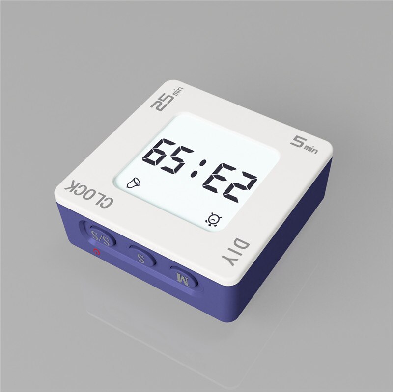 Digital LCD Alarm Clock DIY Time Management Tomato Timer Reminder Vibration Timer Snooze Flips Quartet Alarm Clock: White Dark Blue