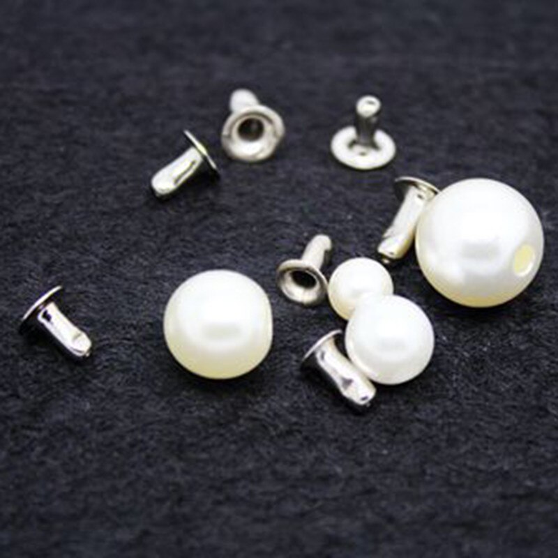 100pc/ sæt dekorative perler hånd-tryk diy nitter cap hat overdel tøj brude slør sweater frakke dekoration beklædningsgenstand perler perle: Hvid / 8mm