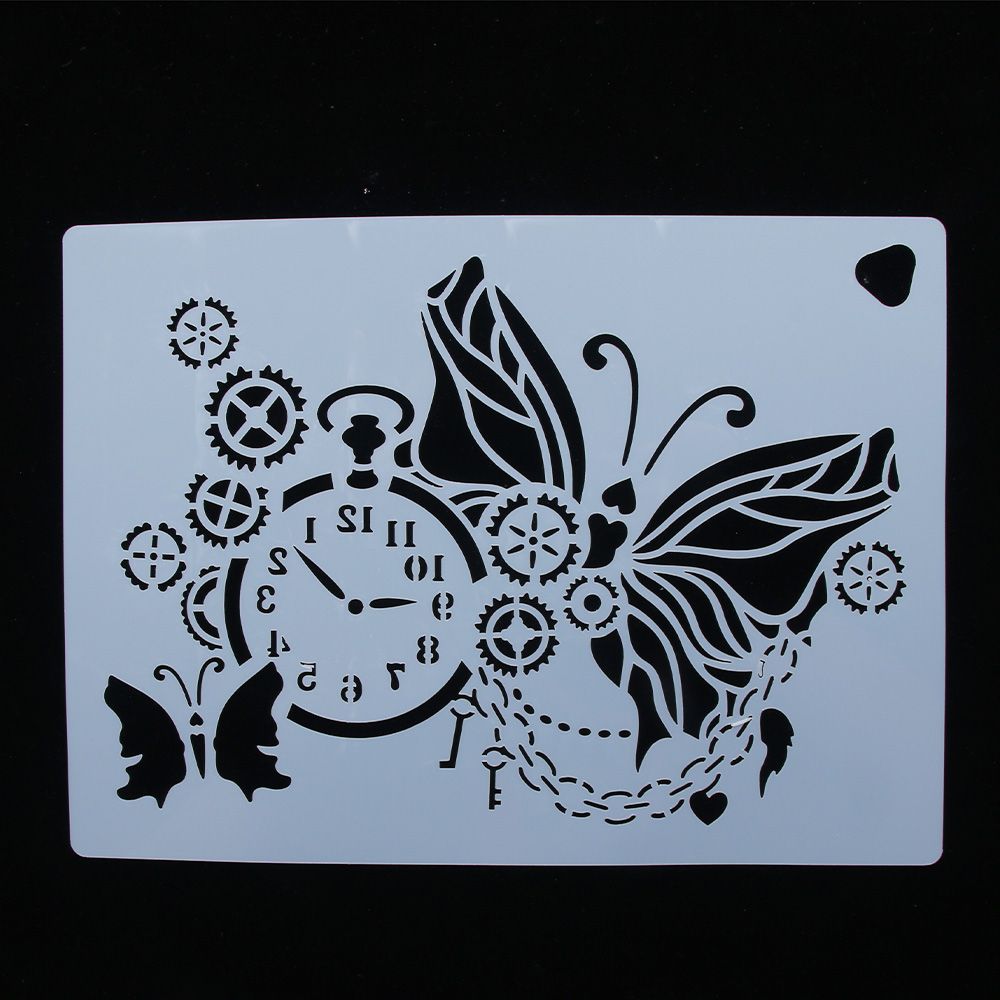 Pochoir réutilisable européen classique, horloge papillon, aérographe, peinture artistique, moule à gâteau en Spray, artisanat de décoration, bricolage