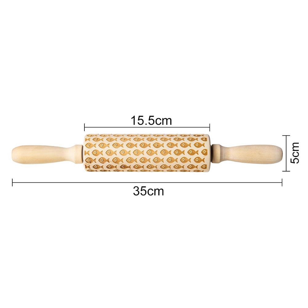 Valentine's Day DIY Christmas Embossing Rolling Pin Various pattern Baking Cookies Biscuit Fondant Cake Dough Engraved Roller: L