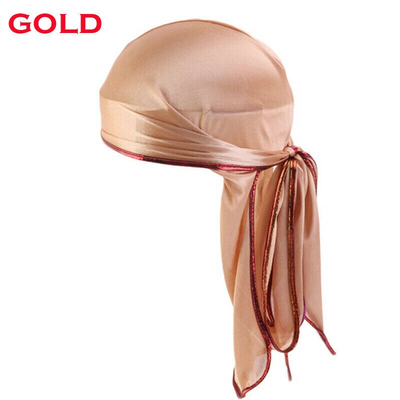 Novedad Unisex hombres mujeres Casual seda satén Bandana sólido turbante accesorios para la cabeza