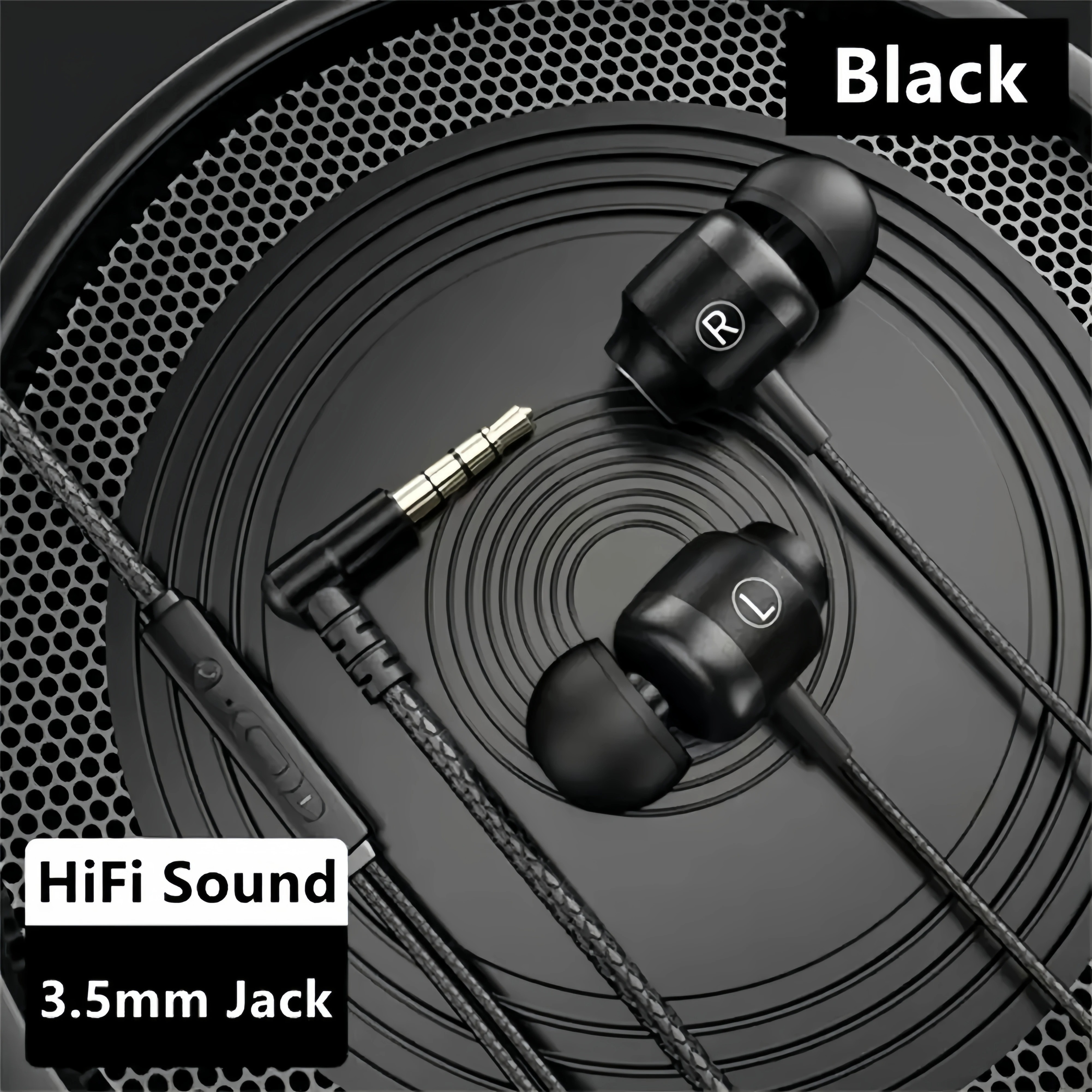 Metal Magnetic Wired Earphones 3.5mm L Jack HIFI Stereo Headphone Noise Reduction Gaming Headset With HD Mic for All Smartphones