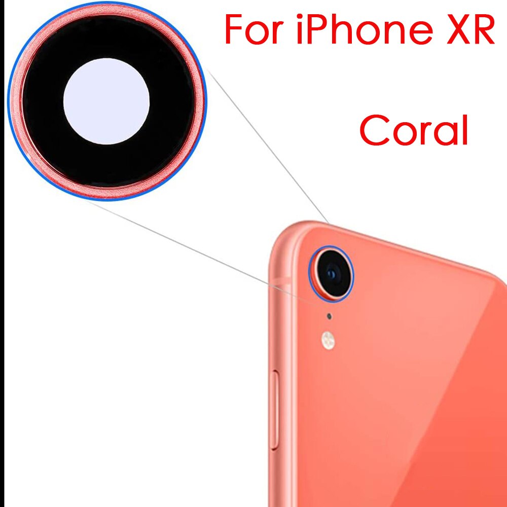 Terug Rear Camera Lens Glas Cover Met Frame Vervanging Deel Voor Iphone Xr 6.1 Inch: for iphone XR coral