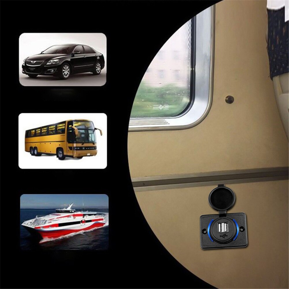 12-24V 4.2A Dual USB Charger Power Socket Adapter Charging Panel Mount for Motorbike Car Boat ATV UTV Camper Caravans