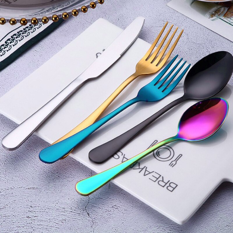Goud Bestek Set Vorken Lepels Vorken Messen Servies Set Servies Stalen Bestek Set Chopstick Lepel Mes Vork
