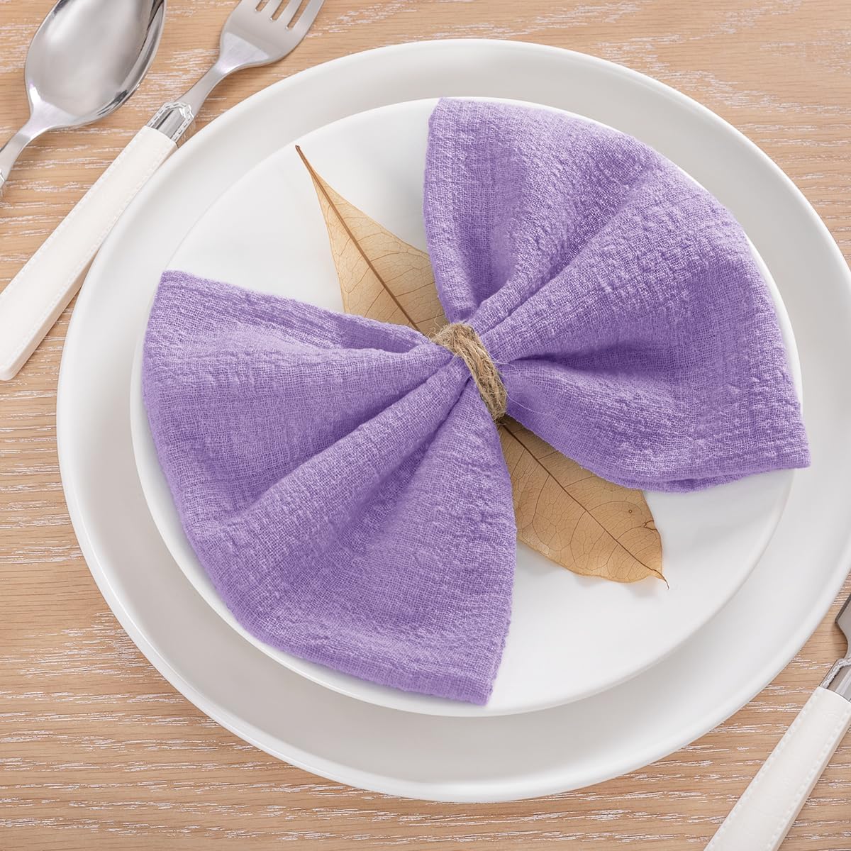 Doek servetten handgemaakte katoenen dinerservetten set van 6 lila gaas 30x30cm Boho servetten voor kerst bruiloft feest decor