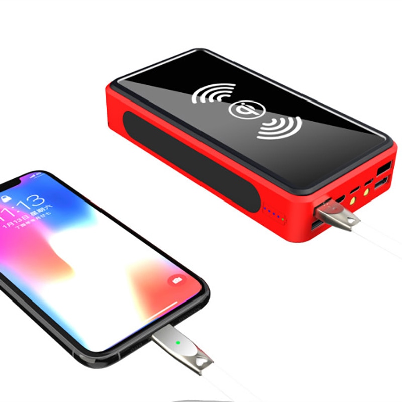 Wireless Solar Power Bank 80000 MAhwith Camping Light 4 USB Portable External Battery Charger Pack For Xiaomi IPhone PoverBank