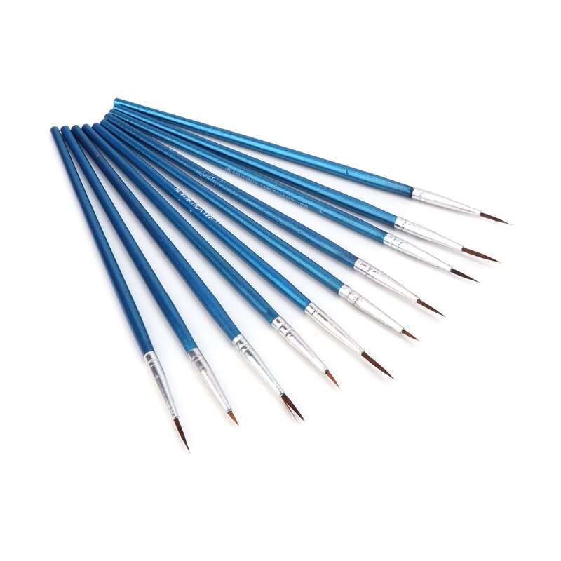 10 stuks nylon haar kunstenaarsverfkwast acryl aquarel rond fijn handpunt