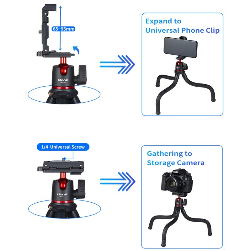 Ulanzi MT-11 Portable Flexible Phone Camera Tripod Foldable Bracket Octopus Mount Photo Studio Photography Set