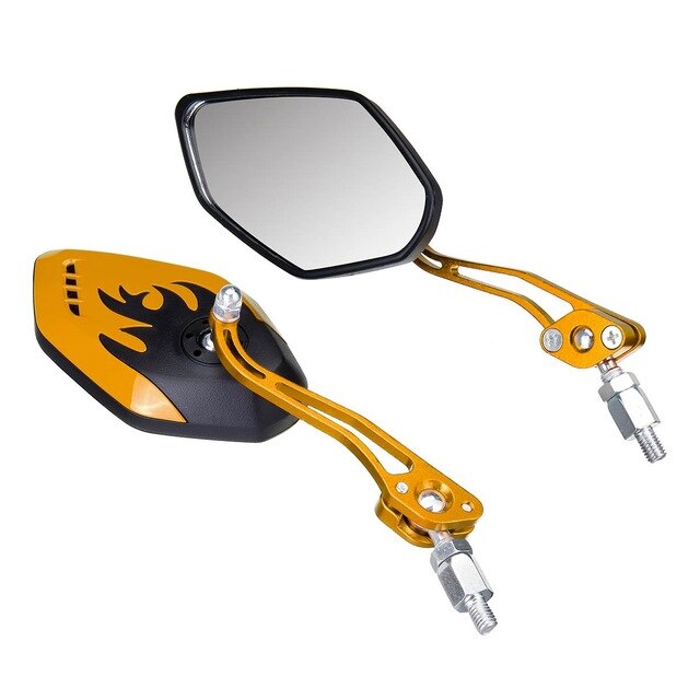 Espejos retrovisores universales para motocicleta, conjunto de 2 unidades, rotación de 360 grados, 8 / 10mm: yellow